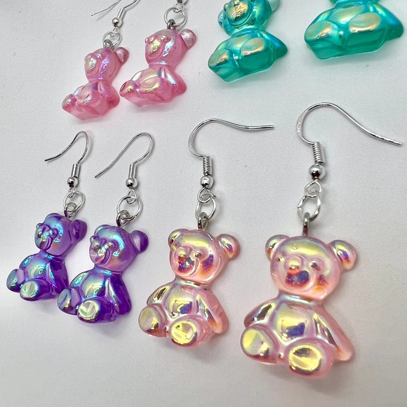 Gummy Bear Earrings - Metallic Earrings - Baby Shower Earrings - Gender Reveal - Picture 2 of 10